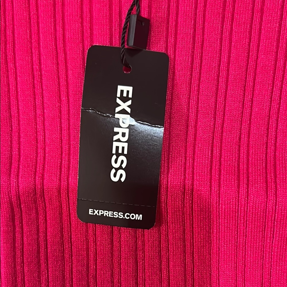 Express Red Ribbed Sweater - Picture 4 of 10